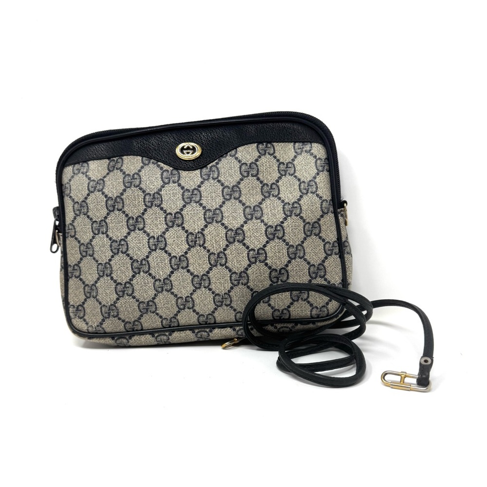 Gucci Vintage Ophidia Navy Gg Supreme Canvas Crossbody Bag Gold Hardware